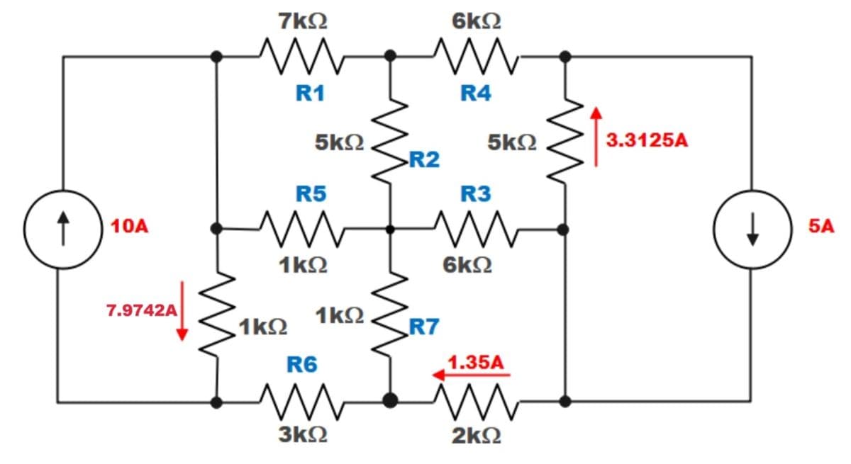 7ΚΩ
6k2
R1
R4
5k2
5k2
3.3125A
R2
R5
R3
10A
5A
1k2
6k2
7.9742A
1k2
1k2
R7
R6
1.35A
3k2
2k2
