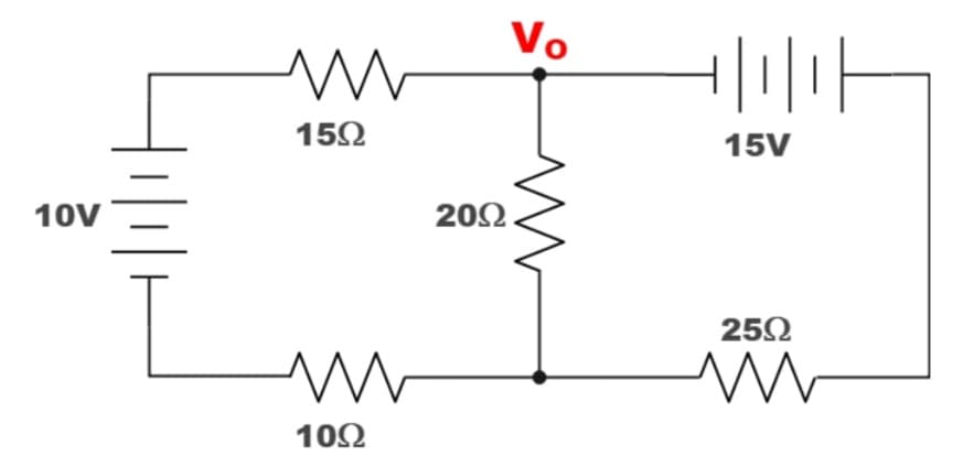 Vo
15Ω
15V
10V
20Ω .
252
10Ω
