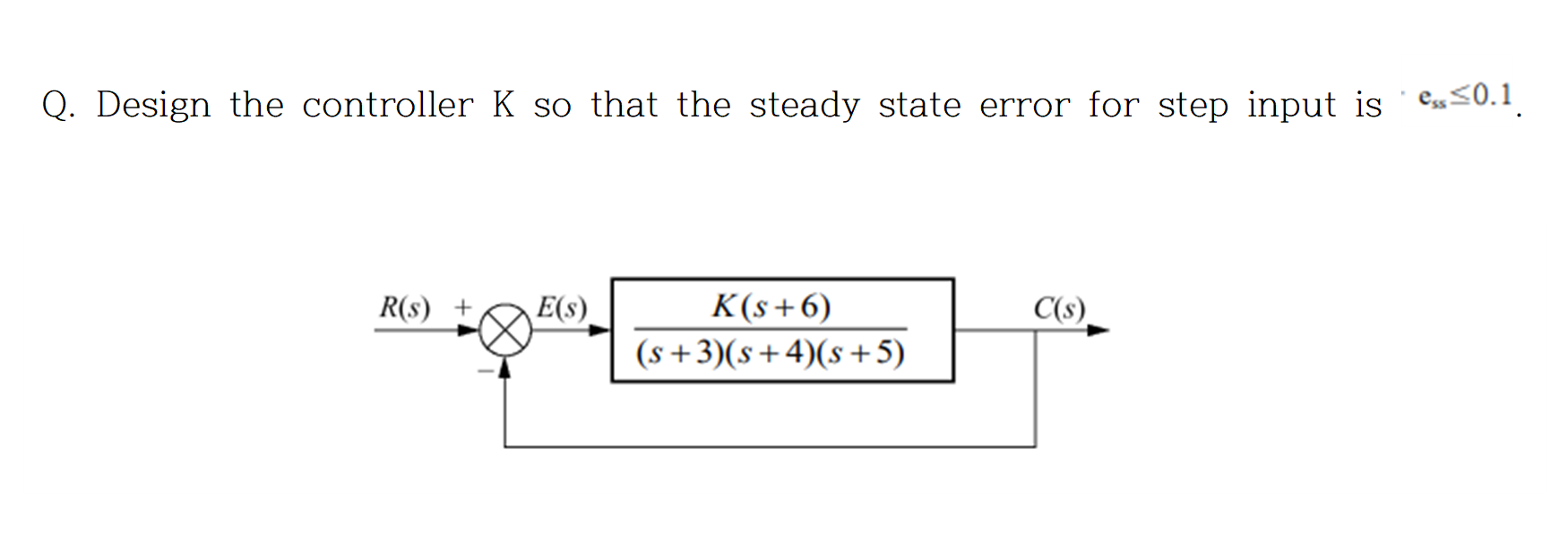 E(s)
K(s+6)
C
(s +3)(s+4)(s+5)
