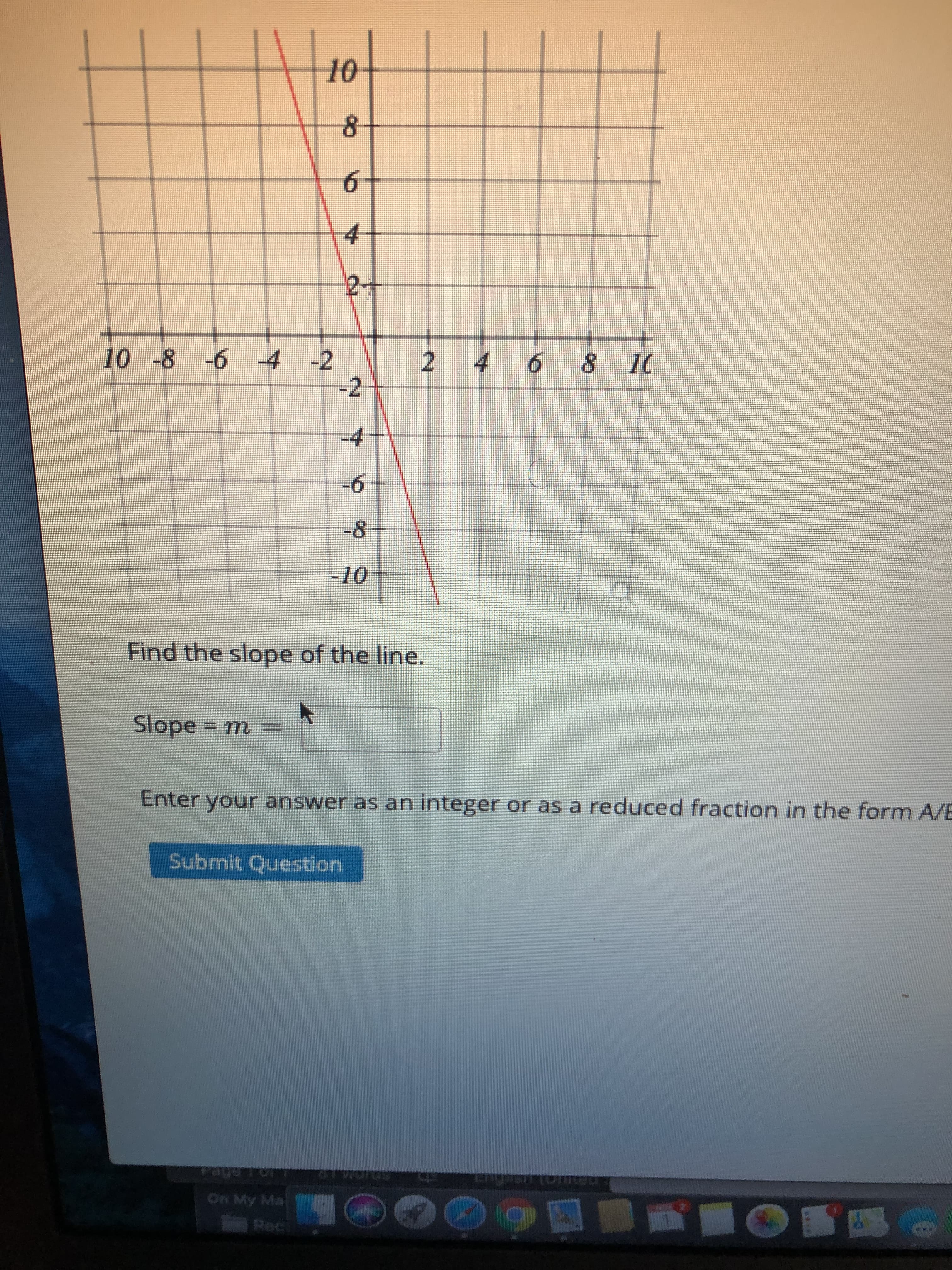 Find the slope of the line.
Slope m
%3D
