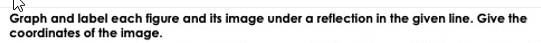 Graph and label each figure and its image under a reflection in the given line. Give the
coordinates of the image.
