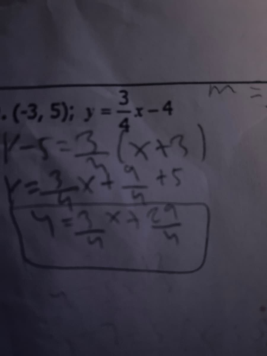 . (-3, 5); y =ニxー4
4.
Y-5=3(x+3)
St ī t X
51
メン
utch
