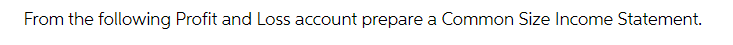 From the following Profit and Loss account prepare a Common Size Income Statement.