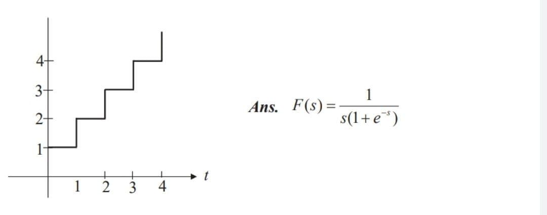 4+
3-
1
Ans. F(s) =
2+
s(1+e")
to
3
4
