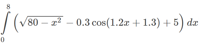 8
80 – x² – 0.3 cos(1.2x + 1.3) + 5) dæ
-
-
