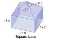 15ft
23 ft
Square base
9 ft
23 ft