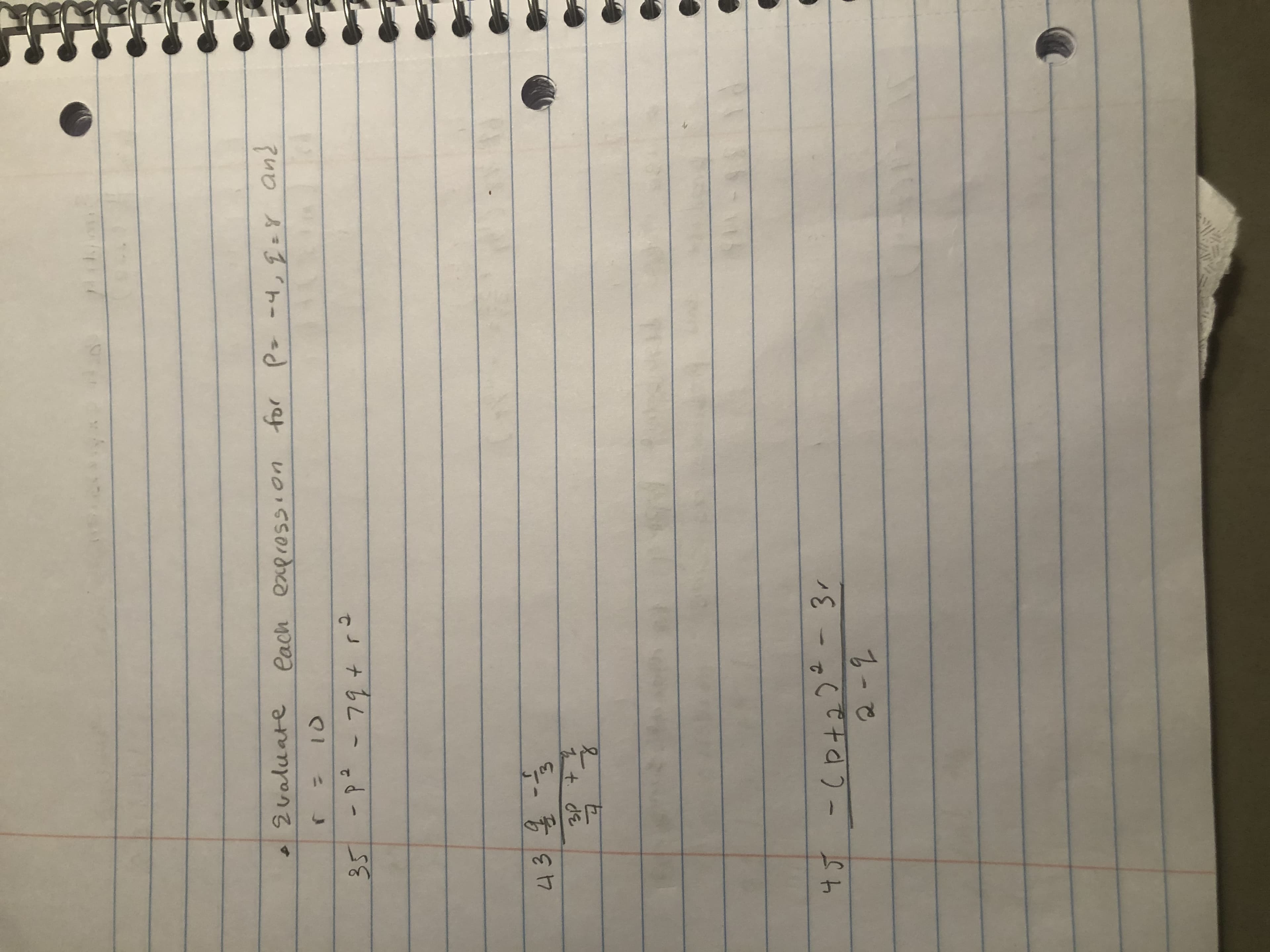 •2valuate
Cach expression for P -4,2=8Y and
10
