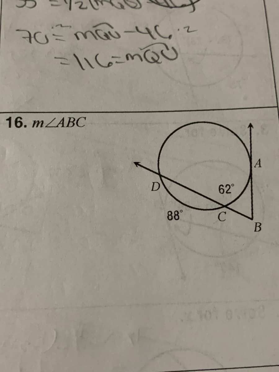 %3D
16. MLABC
D
62
88°
C.
