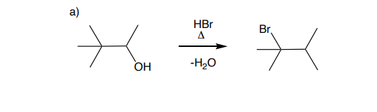 a)
ОН
HBr
ܠ
-H20
ܟ
Br.