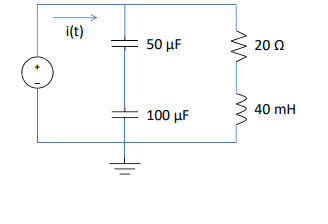 i(t)
50 μF
20 Ω
40 mH
100 μF
