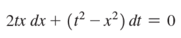 2tx dx + (t² – x²) dt = 0
