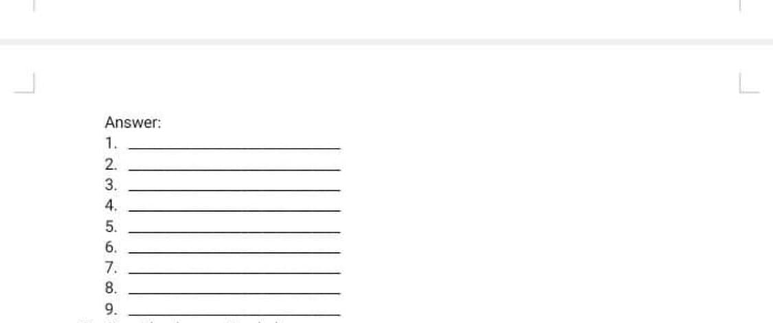 Answer:
1.
2.
3.
4.
5.
6.
7.
8.
9.
