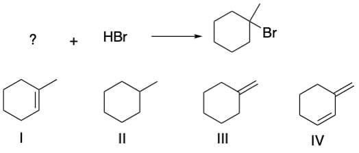 ?
HBr
Br
II
II
IV
