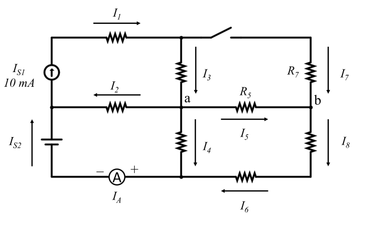 ISI
10 mA
IS2
1₁
1₂
(A)
IA
+
www
a
13
R5
15
16
R₂
b
1₂
18