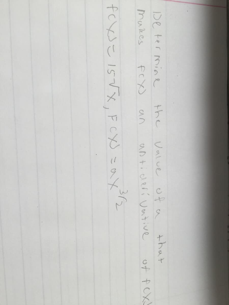 De ter miae
the
Value of a
that
makes
fcX)
an tiderí uative
of f CX
an
3/2
fckこ15Tx, FCX)このメ
