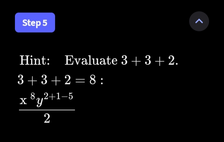 8,,2+1-5
Step 5
Hint: Evaluate 3 + 3 + 2.
3+ 3+2 = 8:
8,,2+1-5
X
2
