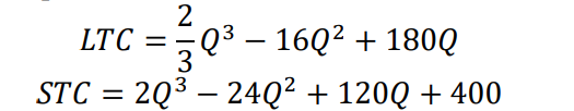 LTC
Q³ – 16Q² + 180Q
STC
2Q3 – 24Q2 + 120Q + 400
