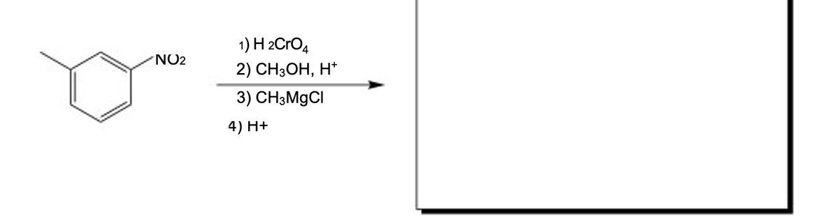 NO2
1) H 2CrO4
2) CH3OH, H*
3) CH3MgCl
4) H+