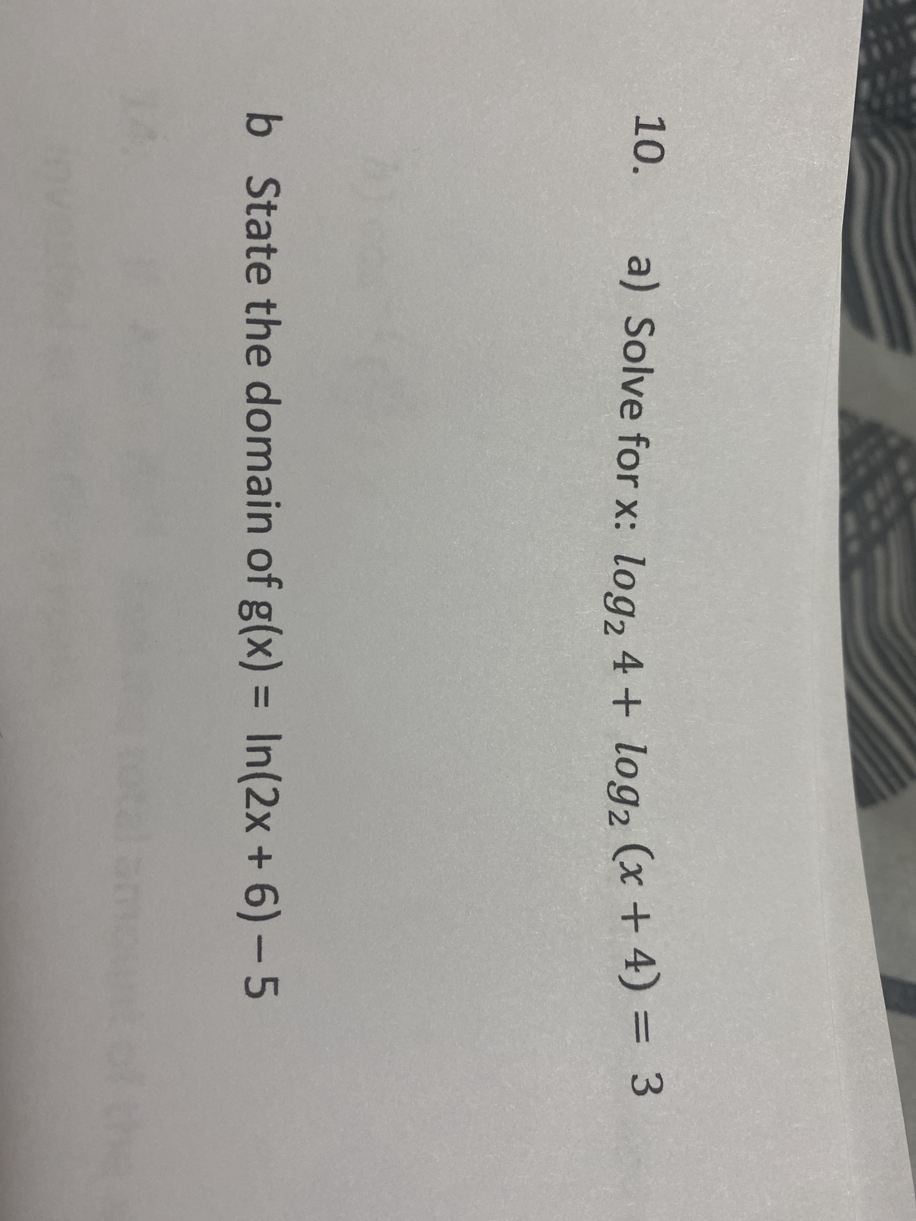 Solve for x: log, 4 + log, (x + 4) = 3
%3D
