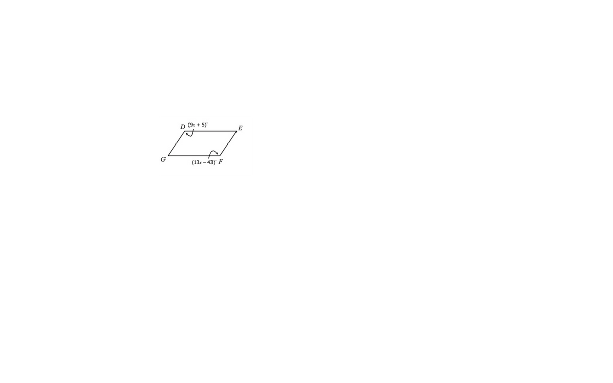 D (9x + 5)
G
(13x – 43)' F
