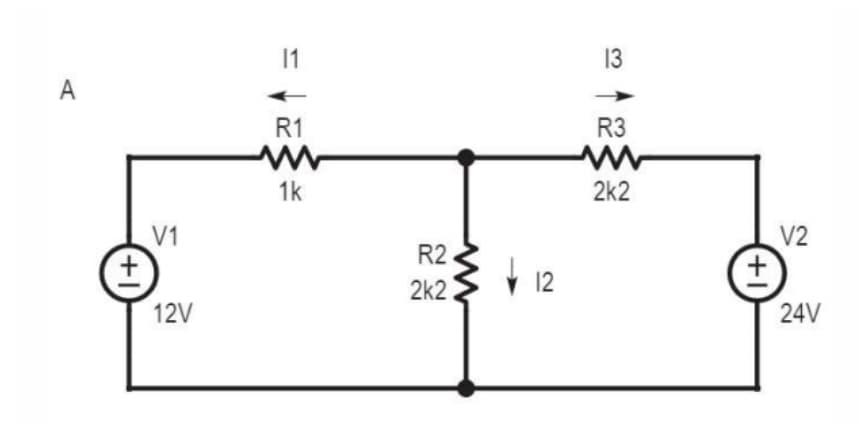 1
13
A
R1
R3
1k
2k2
V1
V2
R2
2k2
12
12V
24V
+1
+1
