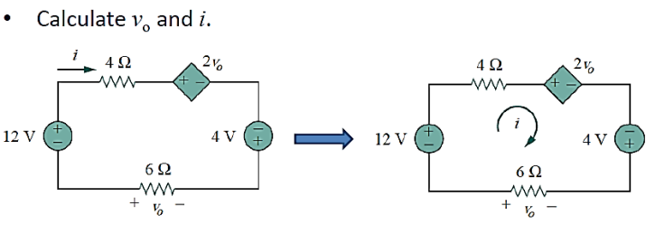 12 V
Calculate v, and i.
i
210
4Ω
6Ω
www
+
4V
(+1)
12 V
4Ω
+
6Ω
210
4V