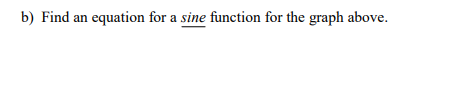 b) Find an equation for a sine function for the graph above.
