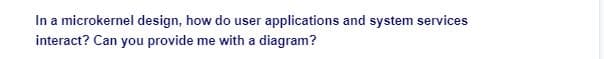 In a microkernel design, how do user applications and system services
interact? Can you provide me with a diagram?