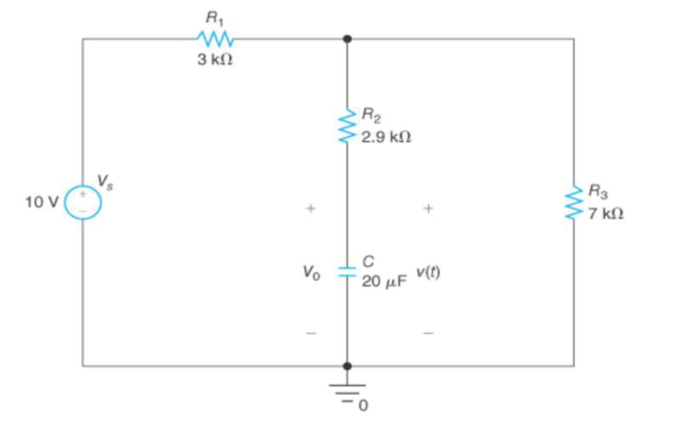 10 V
R₁
3 ΚΩ
Vo
R₂
2.9 ΚΩ
20 μF
10
v(t)
R3
7 ΚΩ