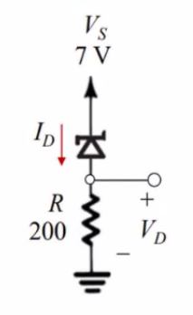 ID\
R
200
Vs
7 V
+
VD