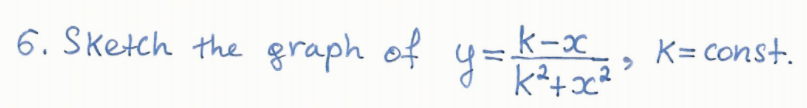 6. Sketch the graph of y=
k-x
K= const.
