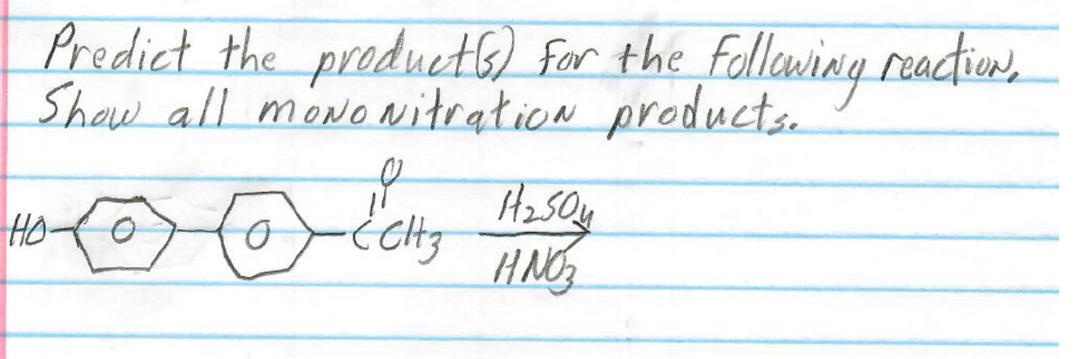 Predict the products) for the following reactions.
Show all moNoNitration products.
woo long
HO-
Hasoy
HNO3