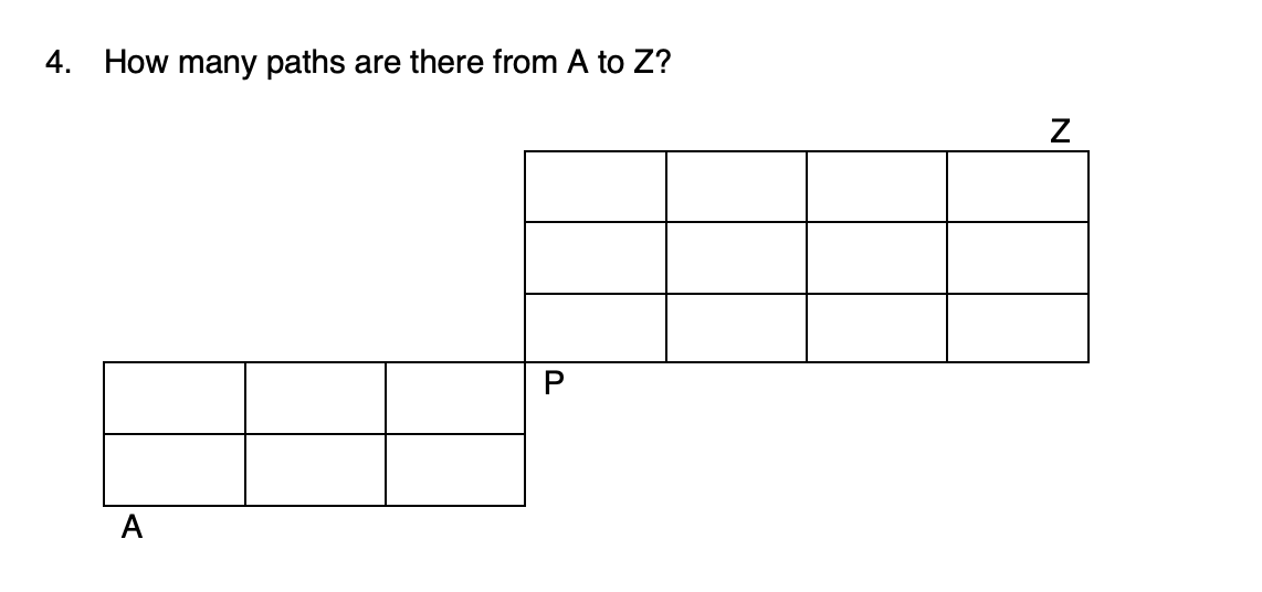 4.
How many paths are there from A to Z?
P
N