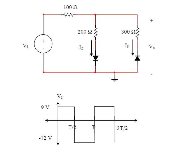 VI
9 V
-12 V
100 S2
M
VI
T/2
200 £2
I₂
H
300 ΩΣ
13
3T/2
+
Vo