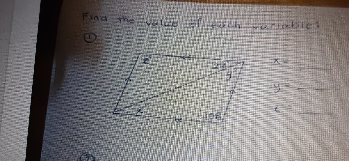 Find the value of each variable:
22
入=
