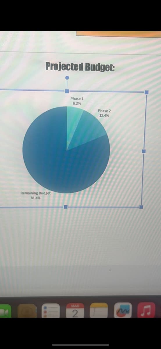 Projected Budget:
Remaining Budget
81.4%
-
Phase 1
6.2%
MAR
2
Phase 2
12.4%
♫