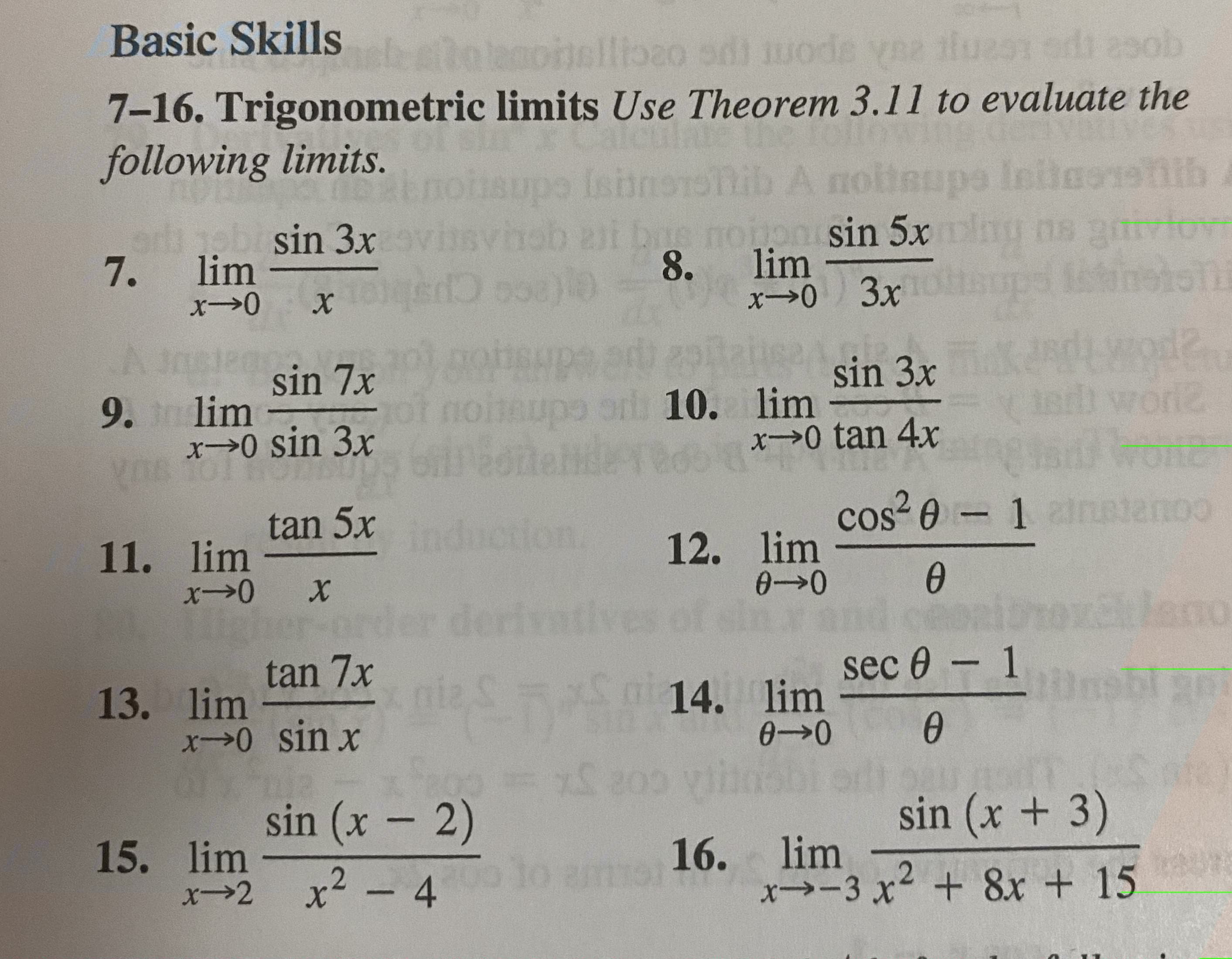 cos² 0 - 1
1 inet
12. lim
