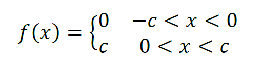 f(x) = {⁰
-C < x < 0
0 < x < C