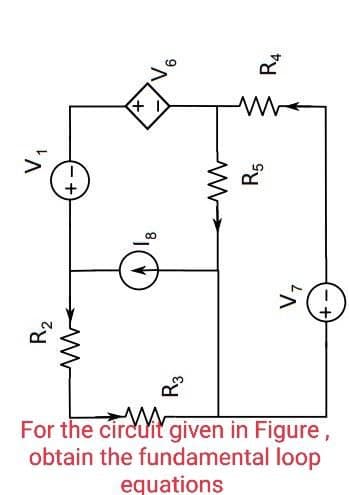 +
9
R4
૬૪
2
M
For the circuit given in Figure,
obtain the fundamental loop
equations