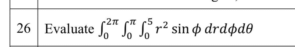 2Tt
TT
26 Evaluate " S"
sin ф drdфd@
