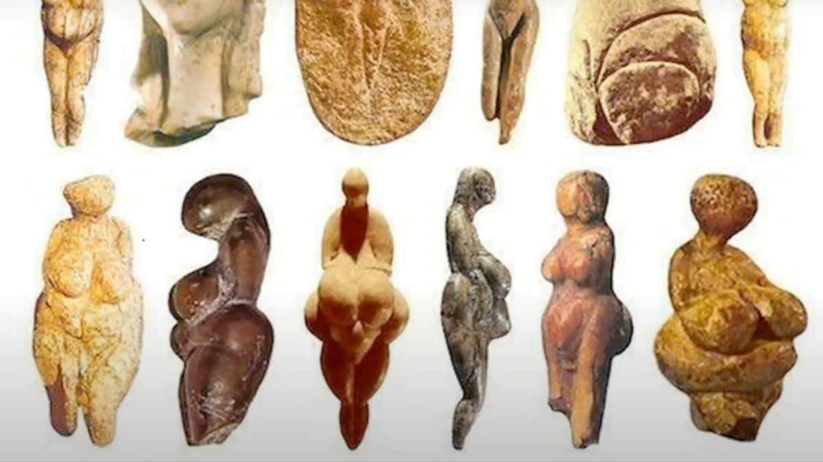 ### Prehistoric Venus Figurines

#### Overview

This image showcases an array of prehistoric Venus figurines, which are small statuettes that were created during the Upper Paleolithic period, around 26,000 to 20,000 years ago. These figurines are typically referred to as "Venus figurines" due to their association with a depiction of female forms.

#### Description and Features

1. **Form and Structure**: The statuettes vary in shape and size but generally depict voluptuous female figures with exaggerated features, such as wide hips, large breasts, and pronounced thighs. These features suggest fertility and may have been associated with fertility rituals or beliefs.

2. **Material**: The figurines are crafted from a variety of materials, including limestone, ivory, and clay. This indicates early human ingenuity in selecting and working with different mediums available in their environment.

3. **Design**: While the figurines share common themes of female form, each has distinct characteristics and design styles. Some appear more abstract, while others have more detail and texture.

#### Cultural Significance

The Venus figurines are significant artifacts that provide insight into prehistoric human culture and social structure:

- **Fertility and Womanhood**: The exaggerated feminine features suggest that these figurines may have served as symbols of fertility and motherhood, reflecting the importance of these themes in prehistoric societies.
  
- **Artistic Expression**: These statuettes illustrate early human artistic expression and craftsmanship, acknowledging human creativity and the development of art.

- **Ritualistic Use**: Some scholars believe the figurines played a role in religious or ritualistic practices, possibly as idols or talismans.

By studying these ancient artifacts, researchers gain valuable knowledge about early human societies, their beliefs, and their artistic abilities. The Venus figurines remain a fascinating subject for archaeologists and historians, offering a glimpse into the distant past.

#### Gallery

The image above displays various Venus figurines, each unique in craftsmanship and detail:

- The top row includes more abstract representations, with minimal detailing on the body, focusing on form rather than detail.
- The bottom row showcases more defined figurines, where features such as breasts, hips, and thighs are prominently accentuated, revealing a focus on the reproductive aspects of the female form.

These ancient artifacts continue to intrigue and educate, shedding light on the distant lives and cultures of our human ancestors.