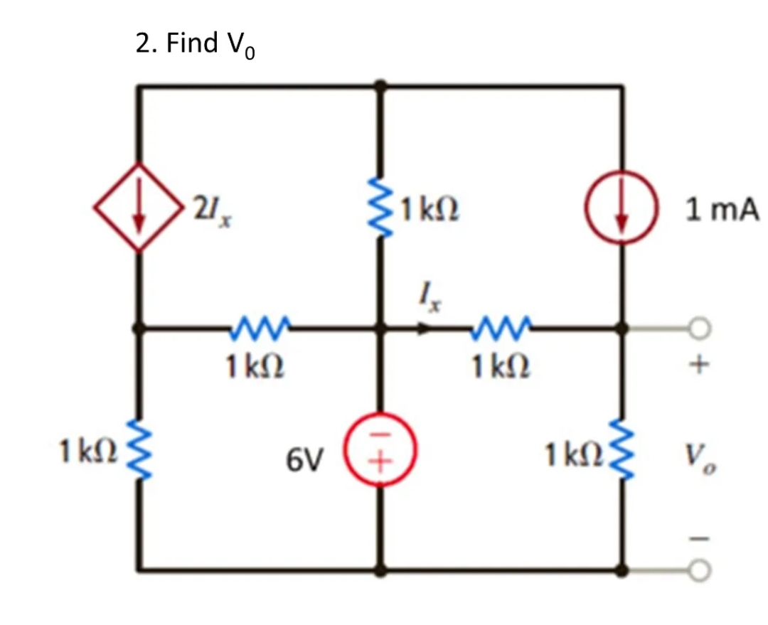 1 ΚΩ
2. Find Vo
21.
ww
1 ΚΩ
6V
51 ΚΩ
1+
1 ΚΩ
1
ΚΩΣ
1 mA
ΤΟ