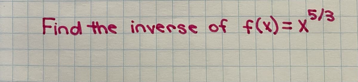 5/3
Find the inverse of f(x)= X
