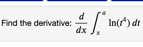 a
d
Find the derivative:
dx
In(t*) dt
