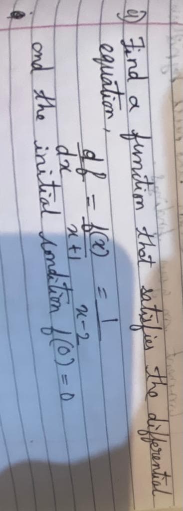 4) Find a function that satisfies the differential
equation,
df = f(x) = 1
dx
2+1
K-2
and the initial condition f(0) = 0