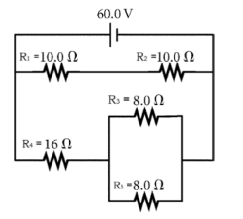 60.0 V
R: =10.0 N
R2 =10.0 N
R3 = 8.0 N
R: = 16 N
Rs =8.0 N
