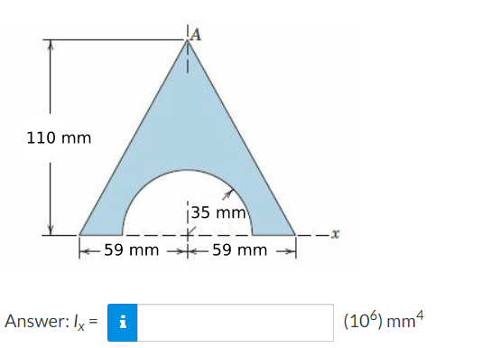 110 mm
35 mm
-59 mm -59 mm
Answer: Ix = i
(106) mm4
