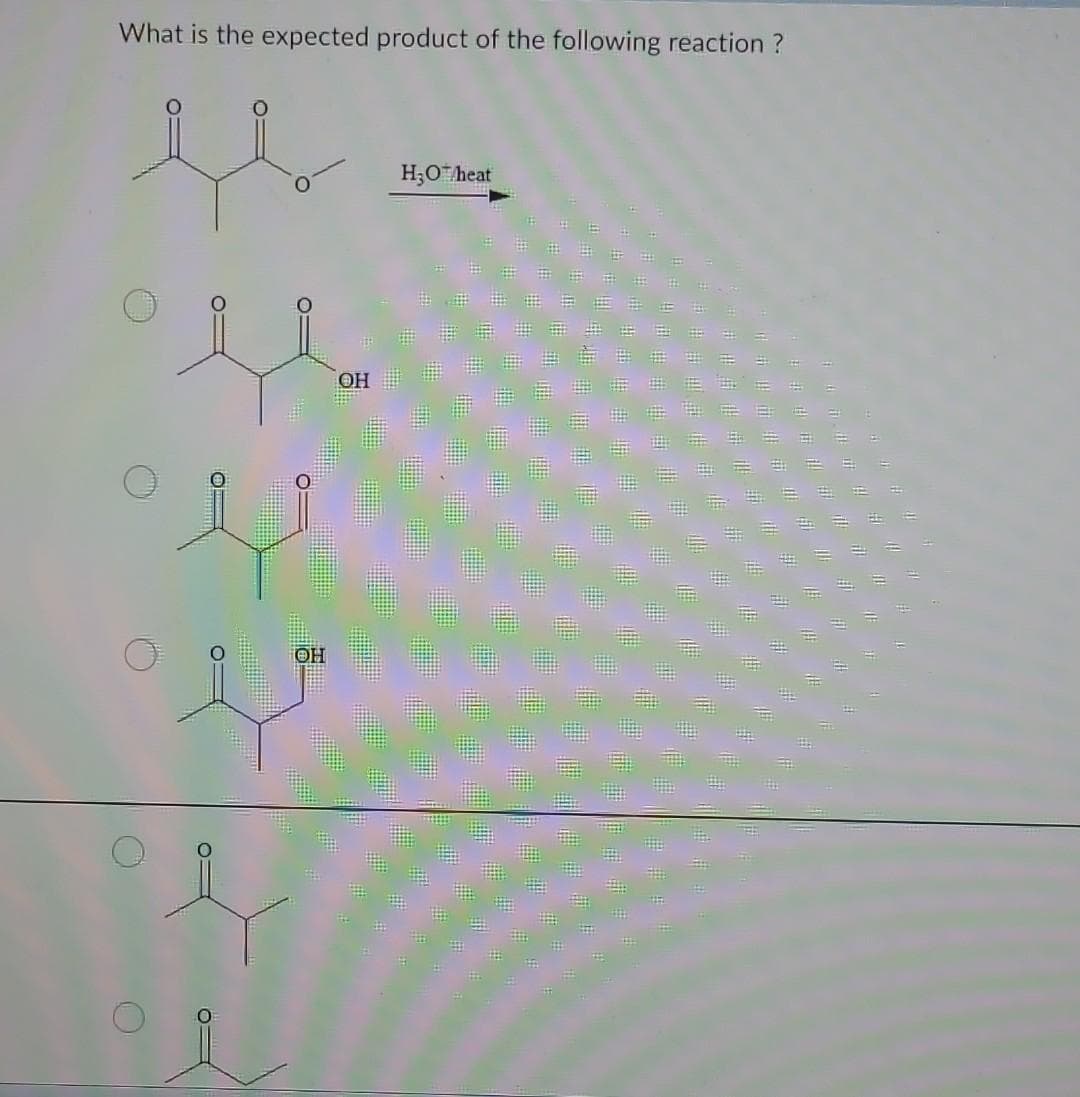 What is the expected product of the following reaction ?
y
OH
OH
H₂O*/heat