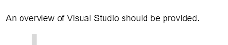 An overview of Visual Studio should be provided.