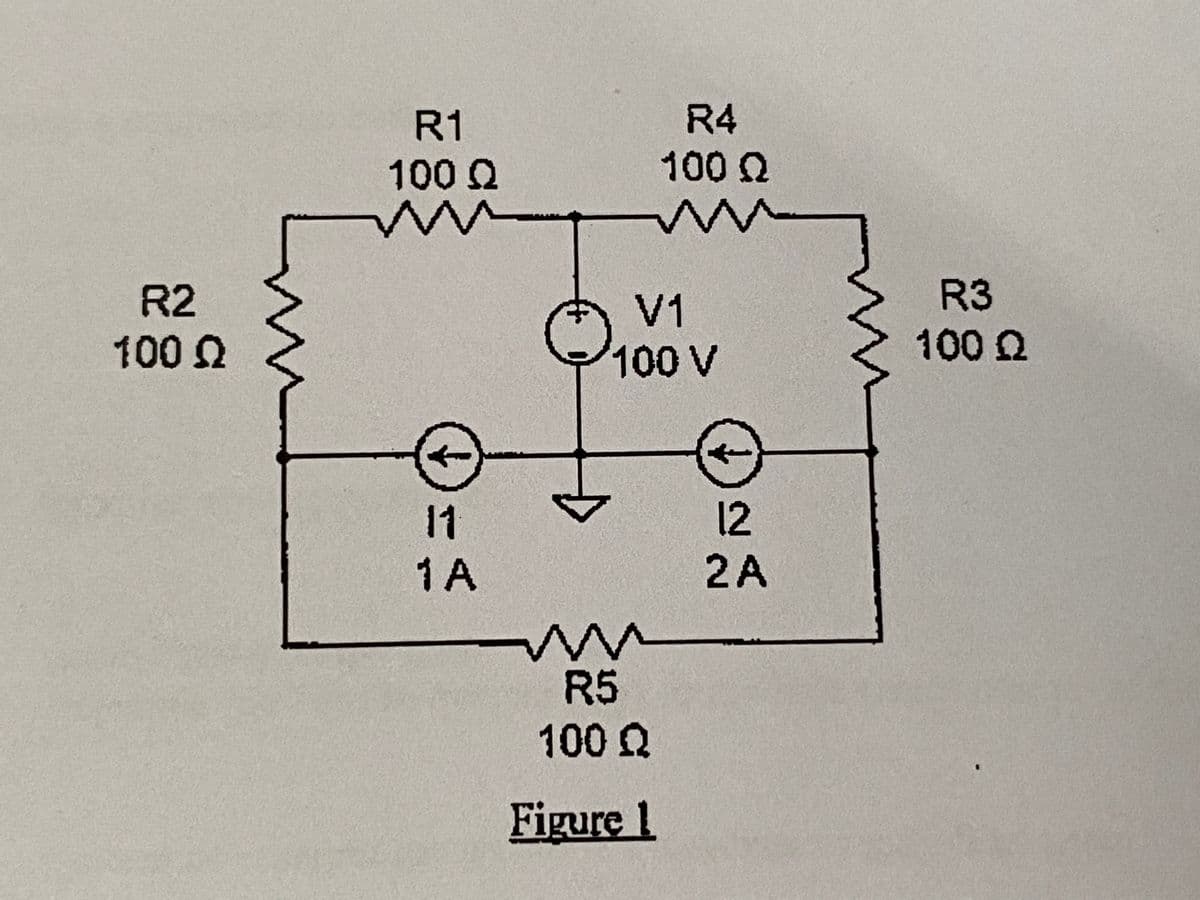 R1
R4
100Q
100Q
R3
100 Q
R2
V1
100 Q
100 V
11
12
1A
2A
R5
100 Q
Figure 1
